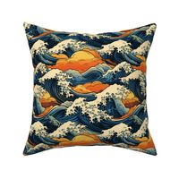 Big wave - beautiful japanese art - small tile pattern