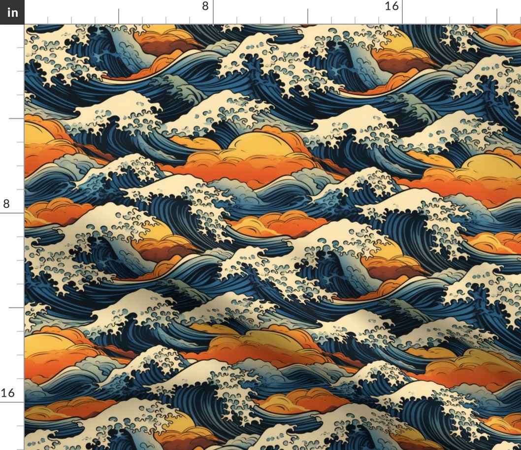 Big wave - beautiful japanese art - small tile pattern