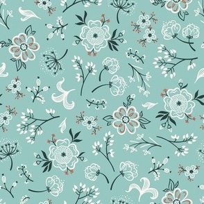 Boho Floral Wilderness - turquoise