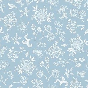 Boho Flowers Wilderness Blue White