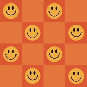 Smiley faces (orange checkerboard)