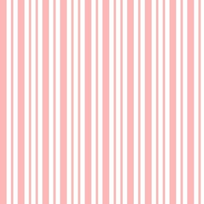 Coral Pink and white vertical stripe pattern