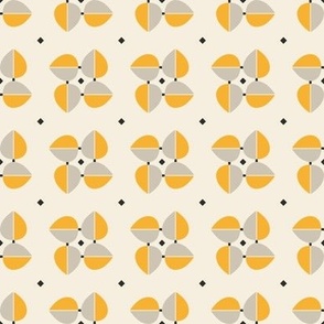 Small | Abstract Geometric Tulips in Yellow and Grey on a Neutral Background