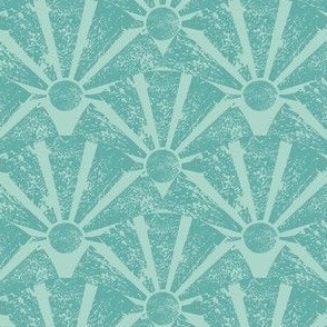 Sunrise in Dark Teal on Light Teal Small Scale