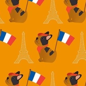 Frenchie / french bulldog / pet / bright orange