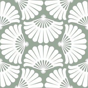 Ogee Fancy Palm Fan Sage Green, Large Scale