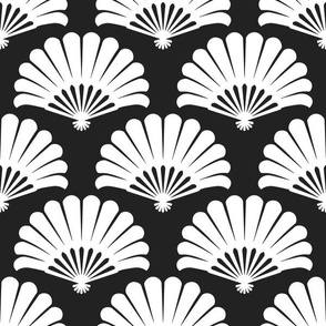 Fancy Palm Fan Black And White, Large Scale