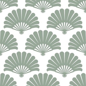 Palm Fans Sage On White, Large Scale