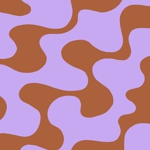 Bold modern abstract wavy shapes in bright purple and brown - large scale