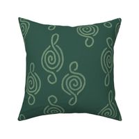 Block Print Bohemian Modern Diamond Scrolls in moss forest green