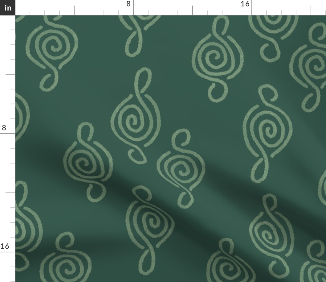 Block Print Bohemian Modern Diamond Scrolls in moss forest green