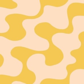 Bold modern abstract wavy shapes in bright yellow and beige - large scale