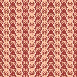 crabs on vertical stripes in red and peach | nautical summer fabric | small