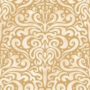 L // Modern Vintage Damask Doodle Textured Victorian Romance in Gold