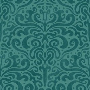 L // Modern Vintage Damask Doodle Textured Victorian Romance in Teal Green