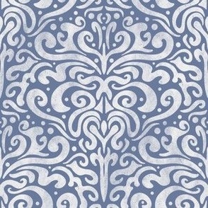L // Modern Vintage Damask Doodle Textured Victorian Romance in Medium Blue
