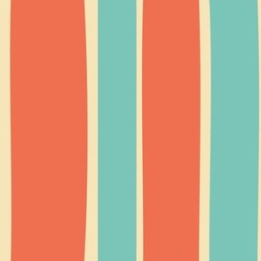 Decor Stripe-Lil'Darlin Orange-Cruising Blue-Wheatland Cream-Bright Happy 50's Palette
