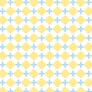 Modern Yellow & Sky Blue Floral Pattern (Marquise Petals)