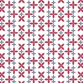 Red, White & Blue Geometric Floral Pattern (Small)