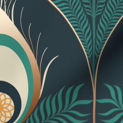 (L) Art Deco peacock feathers 