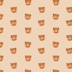 Brown Bear-oatmeal, Bear Fabric, Bear Faces, Nursery Fabric, Nursery, Baby, Kids