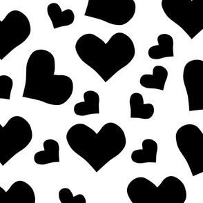 Black and white hearts | Large Version | Black heart print