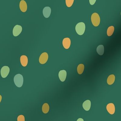 Elegant Dots: Green and Beige Polka Dots on green 