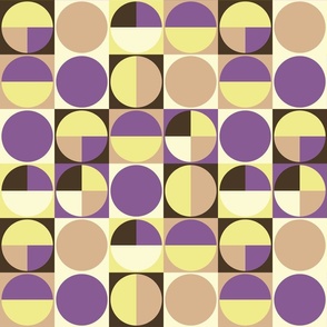 Minimalist - Windowpane - Pie chart - Abstract Circles - Mauve and Yellow - Small Scale