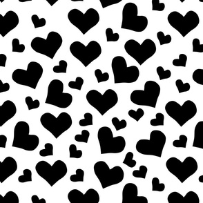 Black and white hearts | Medium Version | Black heart print