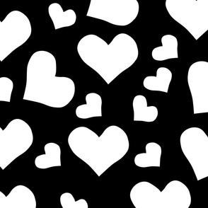 White and black hearts | Large Version | White heart print