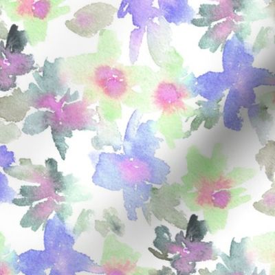 Bellagio florals - watercolor loose flower bloom - tie die nature - painted artistic floral for modern home decor wallpaper nursery b161-13