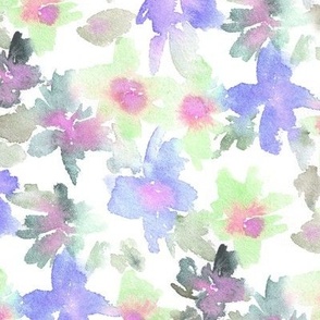 Bellagio florals - watercolor loose flower bloom - tie die nature - painted artistic floral for modern home decor wallpaper nursery b161-13