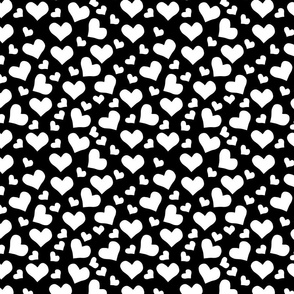 White and black hearts | Medium Version | White heart print
