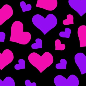 Pink and purple hearts | Large Version | small, cute heart print