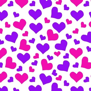 Pink and Purple Hearts | Large version | small, cute heart print