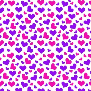 Pink and Purple Hearts | Medium version | small, cute heart print
