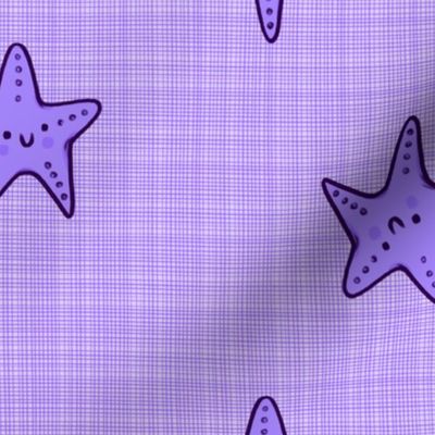 Medium - Beachy Starfish on Purple Linen