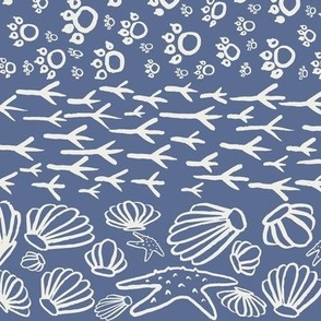 Beach Doodles (Jumbo) - Dove White on Blue Nova Denim Blue  (TBS105) 