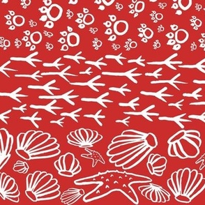 Beach Doodles (Jumbo) - White on Ruby Red  (TBS105) 