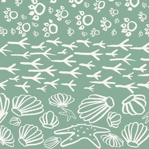 Beach Doodles (Jumbo) - Simply White on Stokes Forest Green  (TBS105) 