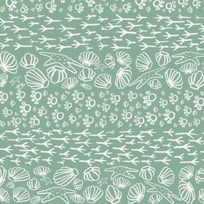 Beach Doodles (Large) - Simply White on Stokes Forest Green  (TBS105) 