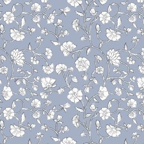 small block print floral - periwinkle
