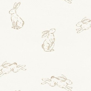 Medium Lineart Spring Easter Bunnies | Simple Gender Neutral Nursery Wallpaper