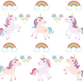 pink and lilac unicorns on white