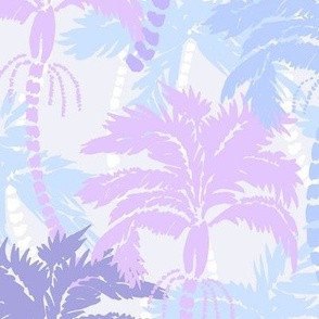 Boho Beach Tropical Palm Trees blue lilac purple grey by Jac Slade