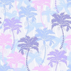 Boho Beach Tropical Palm Trees boho blue pink grey licac purple by Jac Slade