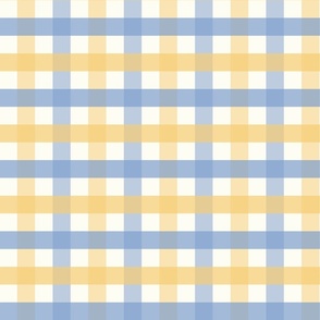 1 inch Large Two-color gingham check - Samoan sun yellow and Cornflower Blue -  cottagecore country plaid - vichy check - nursery - baby girl - buffalo check checkerboard