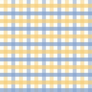 3/4 inch Medium Two-color gingham check - Samoan sun yellow and Cornflower Blue -  cottagecore country plaid - vichy check - nursery - baby girl - buffalo check checkerboard