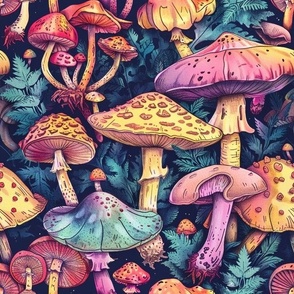 colourful funky mushrooms