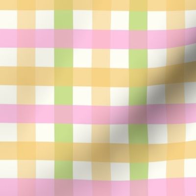 3/4 inch Medium Three -color gingham check - Samoan sun yellow, light green and Lavender pink -  cottagecore country plaid - vichy check - nursery - baby girl - buffalo check checkerboard